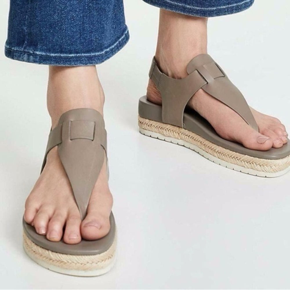 Vince Flint Leather Espadrille Thong Sandal, Women's Tan Beige Sandals 8.5M - Picture 10 of 10